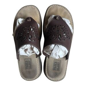 Vintage Y2K Faded Glory Brown Butterfly Cutout Sandals Women’s Size 6.5